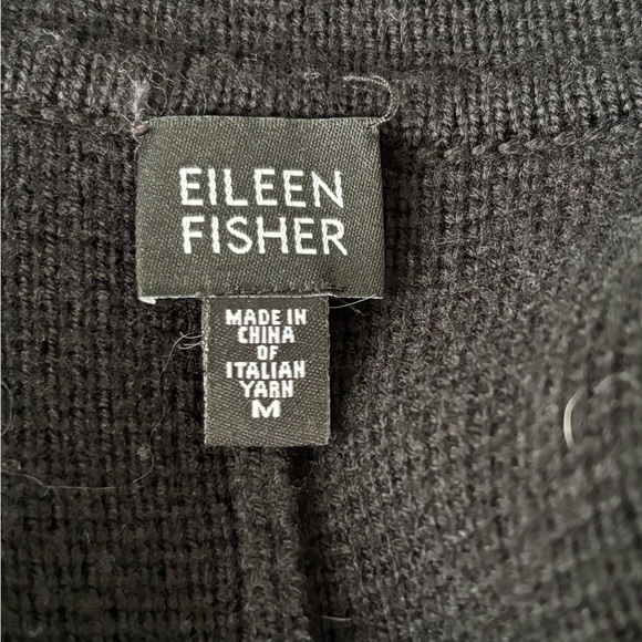 Eileen Fisher | Black Knit Wool Sweater Jacket - Picture 3 of 6